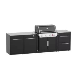 Weber Outdoorküche BBQ-Kitchen 331, 3 Modul Für Genesis E-435 -Camping Förderung gas grillkueche weber kitchen 3er set genesis e 435 draussen grillen outdoor kueche schwarz seitenbrenner 4 edelstahlbrenner 1000 2 26517