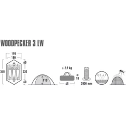 Trekkingzelt High Peak Woodpecker 3 LW -Camping Förderung high peak woodpecker 3 lw groessenangaben masse 1000 9 22789