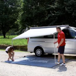 Wandmarkise Fiamma F35 Pro 220, Tuch: Royal Grey, Gehäuse: Titanium -Camping Förderung markise fiamma f35 pro mit stuetz fuessen 1000 7 22757