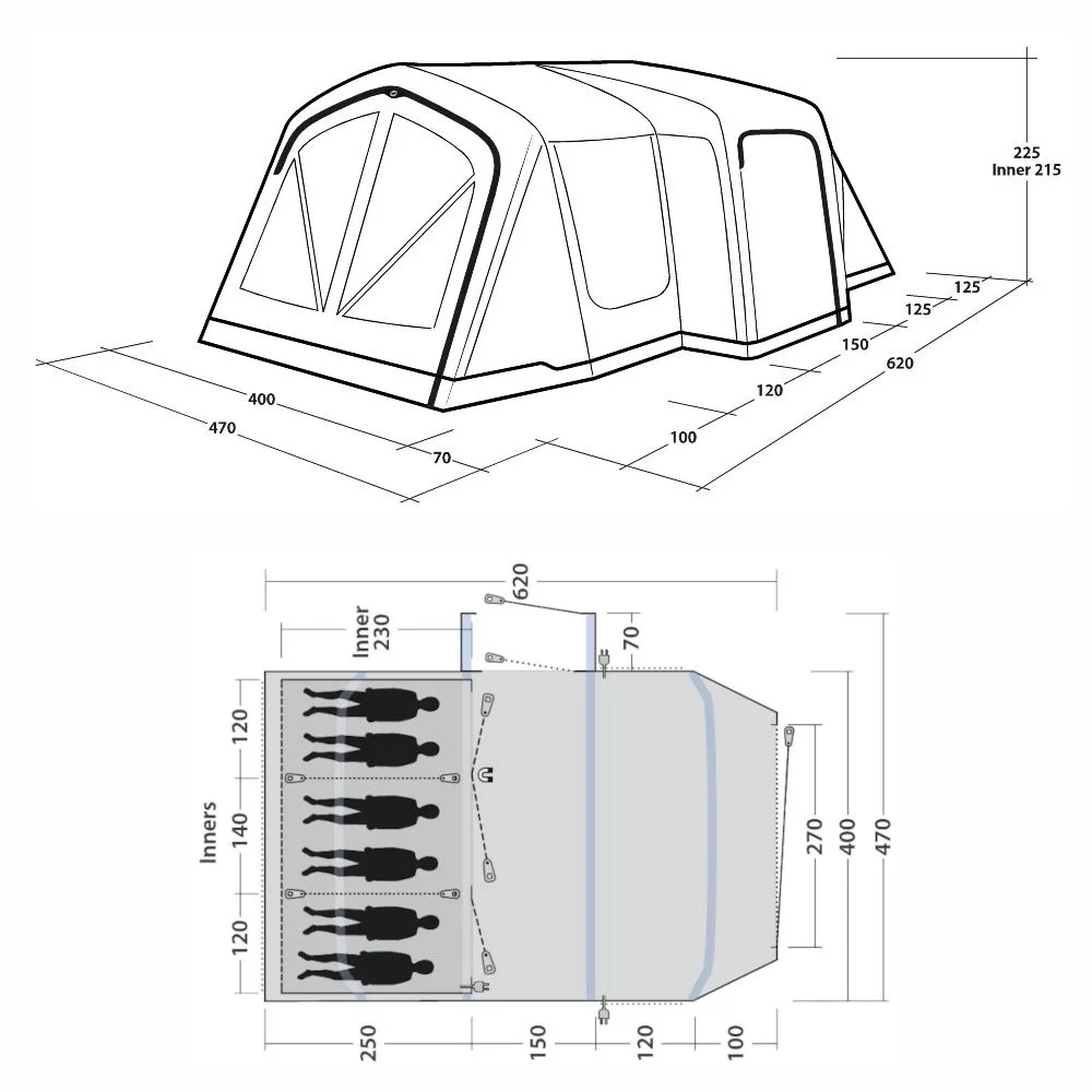 Aufblasbares Familienzelt Outwell Montana 6 Air 2 Aufblasbares Familienzelt Outwell Montana 6 Air – Bild 2