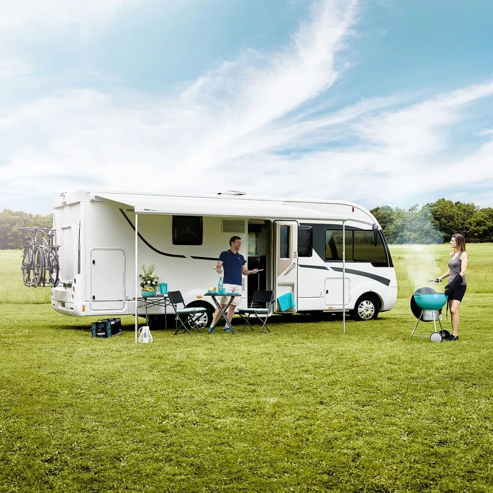 Markise, Sonnenstore Thule Omnistor 5200 Mit Motor, Tuch: Mystic-grau, Gehäuse: Weiss 2 Markise, Sonnenstore Thule Omnistor 5200 Mit Motor, Tuch: Mystic-grau, Gehäuse: Weiss – Bild 2